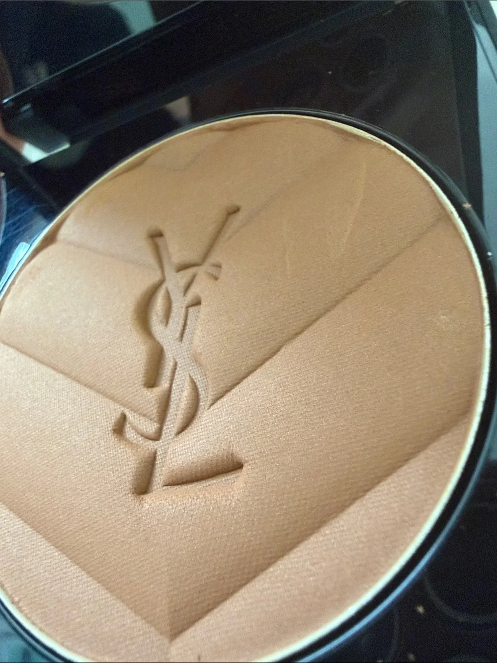 Saint Laurent Quilted Brown Bronzer Compact with Gold YSL Logo